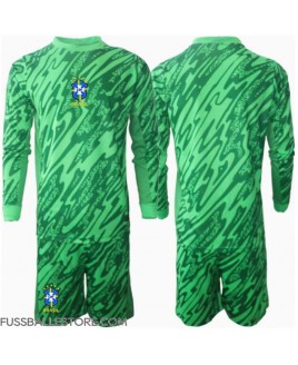 Günstige Brasilien Torwart Heimtrikotsatz Kinder Copa America 2024 Langarm (+ Kurze Hosen)